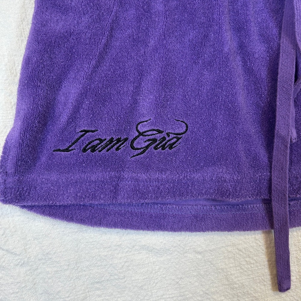I.AM.GIA Purple Velour Mini Skirt XXS Drawstring Logo Terry Y2K Streetwear - Picture 2 of 8